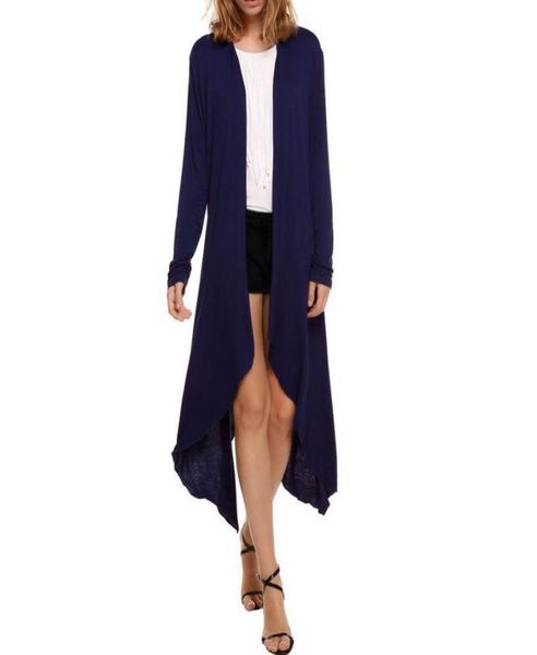 Tout 10 couleur Maxi Cardigan Feminino mince pull manteau femmes tricoté à manches longues asymétrique drapé ouvert noir rose surdimensionné 4188182