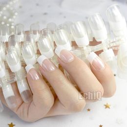 Hele 10 sets kristalhelder witte Frans valse transparante nep nagels volledige deksel vierkante kop manicure nagels faux ongle308i