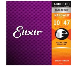 Juego completo de 10 cuerdas para guitarra acústica Elixir, 11100, 11002, 11025, 11027, 11052, 16002, 16027, 16052, 16077, 16102, instrumentos musicales6950327