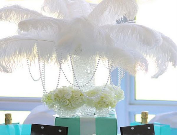 100 pcs entiers 1618 pouces purs blancs autruche plumes plumes pour la pièce maîtresse de mariage décoration de costume de décoration 2019826