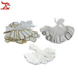 Étiquette en papier blanc vierge avec chaîne suspendue, 1000 pièces par lot, pour magasin de bijoux, bague, montre, pratique, enfilée, Tag259h