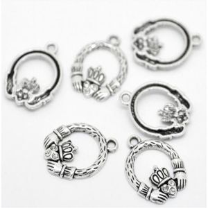 Entier- 100 pièces Antique ton argent strass Claddagh anneau pendentifs à breloque 25x18mm résultats de bijoux faisant bricolage entier J0506223n