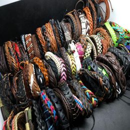 Todo 100 pçs lotes superior surfista tribal couro manguito pulseira jóias para homens feminino presente estilo misto enviar random277h