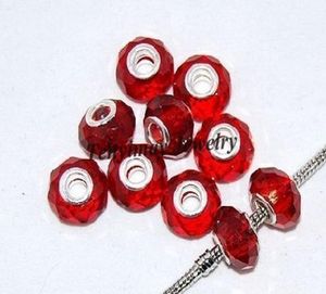 Perles entièrement en verre à facettes rouges entières pour bracelet perlé bricolage 5444469