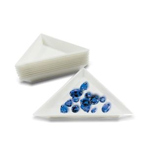 Plateau de tri de bijoux Triangle en plastique blanc, 100 pièces entières, Collection de pierres précieuses, stockage de perles en cristal, outil de Nail Art Tray277Y