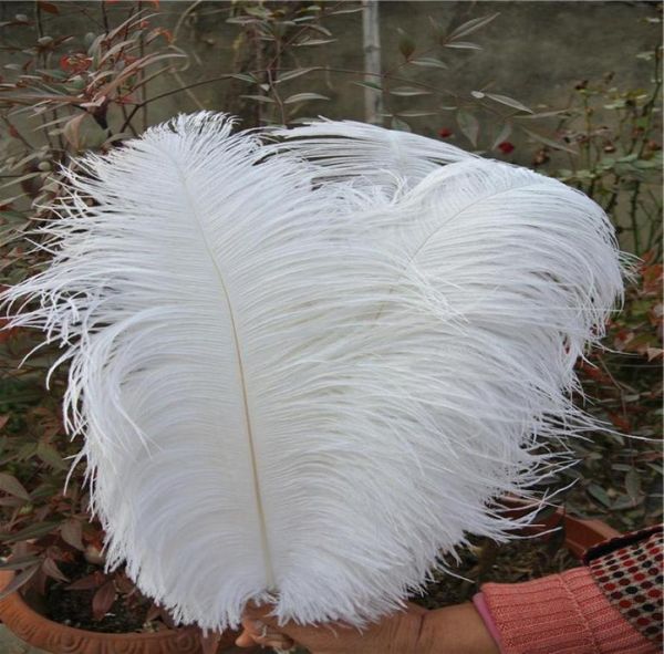 Plume d'autruche blanche, 100 pièces, 1820 pouces, pour pièce maîtresse de mariage, fournitures festives, décoration de fête, 3571536