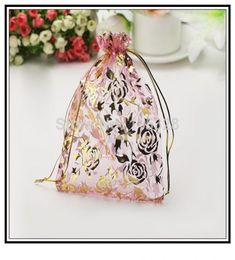 Ganze 100 teile/los 7x9 cm Kleine Rosa Rose Kordelzug Schmuck Beutel Taschen Hochzeit Geschenk schmuck machen3234395