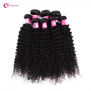 Ensemble 10bundles / lot 7A Vierge Brésilienne Afro Bouclés Vague Cheveux Tisse 1B Naturel Noir Humain Remy Cheveux Trame Pour Les Femmes Noires Fora302D