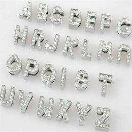 Entier 10mm 130pcs / lot A-Z plein strass Lettres Slide DIY Alphabet Charme Accessoires fit pour 10mm collier pour animaux de compagnie keychains285u