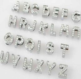 Entièrement 10 mm 130pcslot az strass de glissière complète lettres de glissière diy accessoires de charme alphabé