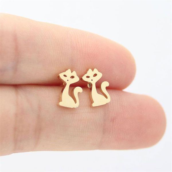 Todo 10 pares lote belleza gato pendiente de acero inoxidable pequeño gatito pendientes personalizados mujeres niñas niños pendientes regalo de cumpleaños Jewe255m