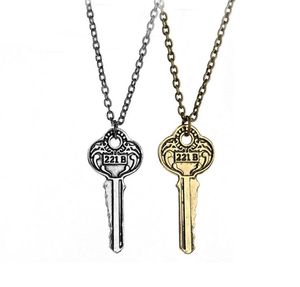 Todo 10pclot Vintage llave colgante collar plata antigua bronce Detective Sherlock 221b clave aniversario Jewelry1994841