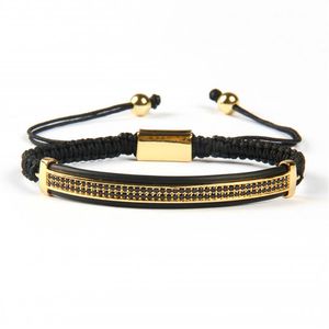 Hele 10 stks Mode Heren Sieraden Micro Pave Messing Zwart Cz Dubbele Lange Buis Horloge Protector Macrame Bracelets309m