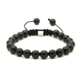 Hele 10 stuks veel 8mm Natuurlijke Zwarte Onyx Wit Howliet Marmer Grijs Jasper Stenen Kralen Macrame Lucky Bracelets316d