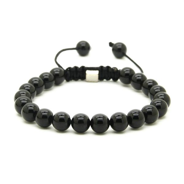 Lot de 10 pièces entières de 8mm, Onyx noir naturel, blanc, Howlite, marbre gris, jaspe, perles en macramé, bracelets porte-bonheur, 293k