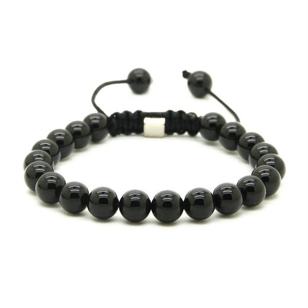 Lot de 10 pièces entières de 8mm, Onyx noir naturel, blanc, Howlite, marbre gris, jaspe, perles en macramé, bracelets porte-bonheur, 316d