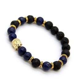 Bracelets en pierre Lapiz Lazuli pour hommes, lot de 10 pièces de 8mm, perles de bouddha, énergie, Yoga, méditation, cadeau de fête, bijoux 252U