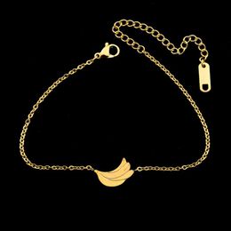 Entier 10pcs / lot en acier inoxydable minimal banane bracelets pour femmes enfants bijoux couleur or délicat fruits brassardjes dames lien 246f