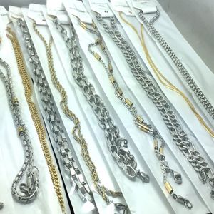 Collier en acier inoxydable pour hommes et femmes, 10 pièces entières, bijoux à la mode, Lots de chaînes en argent et en or de haute qualité 233y