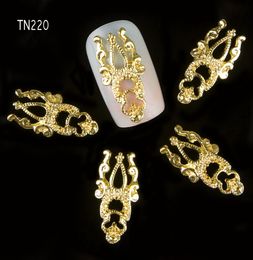 Hele 10PCSlot 3D Golden Hollow Notes Charm Nail Decorations Glitter Alloy Sieraden Rhinestones Diy Nail Art Studs Tools TN228553052