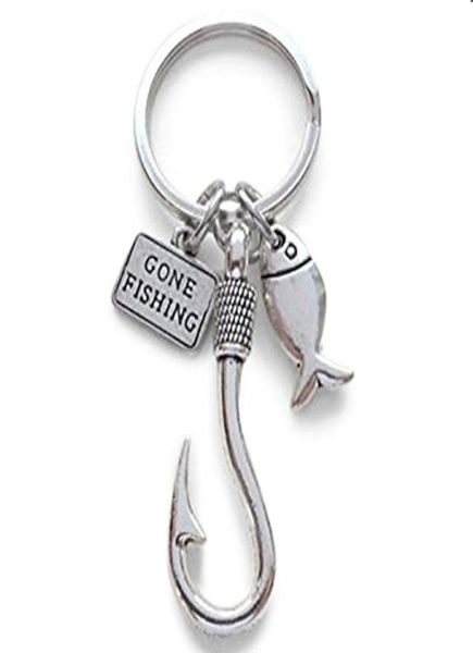 entier 10pcslot Nouveaux bijoux de mode partis de pêche à la pêche à la pêche Charche de crochet pendant avec petit poisson charme clés8714944