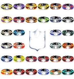 Bracelet tissé de style 10pcslots entier 1 à l'extérieur Personnalisez l'équipe de football Collier de corde de parachute bracele