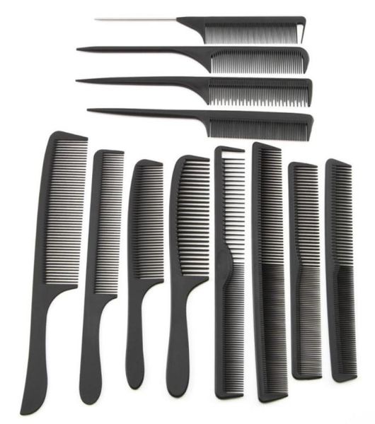 Peigne de coupe de cheveux noir, 12 styles entiers, peignes de queue de cheveux en carbone, différents modèles, outils de coiffure professionnels pour Salon de coiffure, 8452929