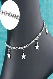 Hele 12pcslot Fashion Star Charms roestvrijstalen enkelband Bracelet op voet enkel kettingarmband Charm Jewelry cadeau JL013889005