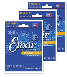 Whole 12Setlot Elixir 12002 Nanoweb Ultra Min Tacing Electric Guitar Strings Super Light 009042 Guitar Accessories4496485