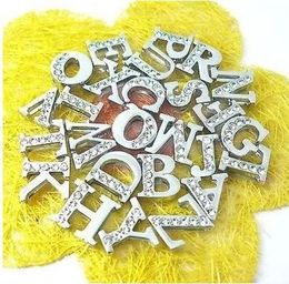 Lot de 130 demi-strass AZ de 8mm, couleur argent, lettres coulissantes, accessoires de bricolage adaptés au bracelet en cuir de 8MM, 6069327