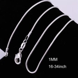 Hele 16-34 Inches 20PCS Snake Ketting Kettingen 1MM 925 Sterling Zilver Bevindingen DIY Sieraden 180r