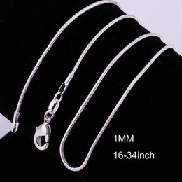 Hele 16-34 Inches 20PCS Snake Ketting Kettingen 1MM 925 Sterling Zilver Bevindingen DIY Sieraden 282s