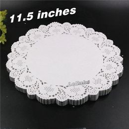 Ensemble de 160 pièces par paquet Nouveau 11/5 pouces rond en forme de fleur blanc creux design papier dentelle napperon pour ensemble de cuisine de tab188B