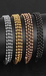 Collier pendentif en acier inoxydable 316L, chaîne à billes de 24mm, bijoux pour femmes et hommes, 1832 pouces, argent, rose, or, noir, 6353502