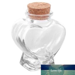 Todo 1 pieza Mini tapón de corcho transparente botellas de vidrio con forma de corazón cuentas de joyería frascos de exhibición frascos contenedores pequeñas botellas de deseos EJ120226Z9436002