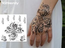 Hele 1 -vaal zwart -witte henna nep kanten tattoo -stickers metalen tijdelijke flash tatoeages Arabische zomer trendy nieuwe S1013B2689688