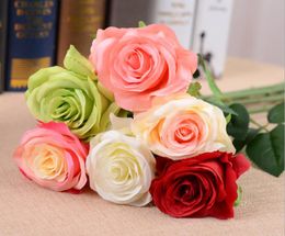 Entièrement 200pcs 205 pouces bouquets roses blancs artificiels rose réel look fleurs de rose en soie 7 mix de couleur décoratif el mariage hom2568577