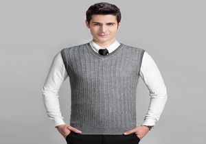 Hele 2016 nieuwste stijl mode grijs v nek mouwloos breienpatroon heren kabel trui vest6611672