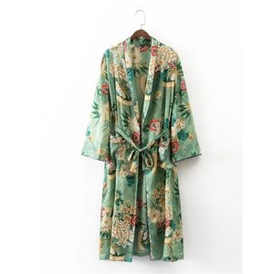 Impression de fleurs ethniques entièrement 2017 avec châssis Kimono Shirt rétro nouveau Bandage Cardigan Blouse Tops Blusas Chemise Femme Blusa1892871