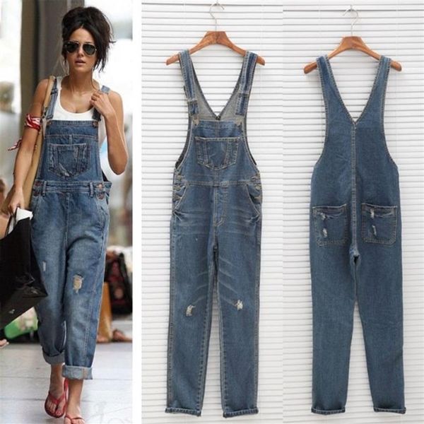 Whole- 2017 Nouvelles Femmes Dames Baggy Denim Jeans Pleine Longueur Pinafore Salopette Globale Salopette303R