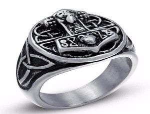 Hele 2018 Mode-sieraden Bague Odin 039s Symbool Van Noorse Viking Hamer Ring Biker Rvs Ringen Voor Mannen 6C02744681452