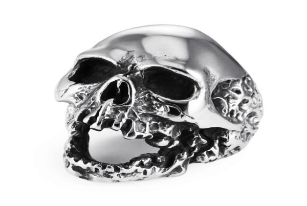 Entier 2018 pour hommes Walking Evil Skull Skull Ring Inneildless en acier inoxydable Boys Silver Cool Man Motor Biker Ring12028307125580