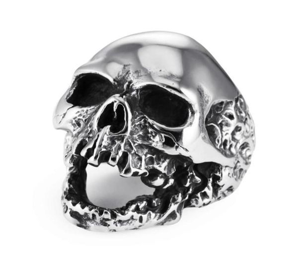 Entiers 2018 pour hommes Walking Evil Skull Skull Ring Inneildless en acier inoxydable Boys Silver Cool Man Motor Biker Ring12028309627880