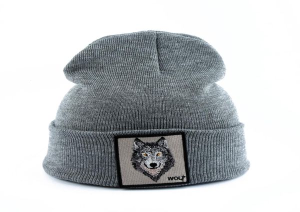 Entier 2019 nouvelle mode hommes bonnet Animal loup broderie hiver chapeaux tricotés bonnets pour hommes Streetwear Hip hop Skullies Bonn1401418