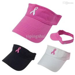 Whole 2019 New Pink Ribbon Concientización sobre el cáncer de mama Visera Verano Hombres Mujeres Golf Deportes Visera Gorra Blanco Negro Rosa 15195172869