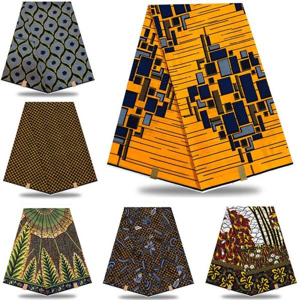 Tela con estampado de cera africana de alta calidad 2020, auténtica cera de Ankara, estilo nigeriano, 6 yardas, Uds., 100% cottonKL1-36 T200529298w