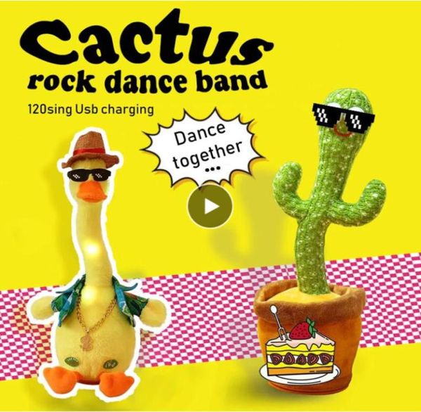 Todo 2021 Cactus bailando juguete de peluche eléctrico cantando 120 canciones y pato ing interacción de voz luminosa juguetes de peluche para niños 3928913