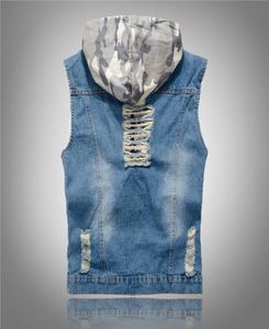 Hele 2021 Vest Jean Gescheurde Jas Denim Top Jeans Vest Mannelijke Cowboy Merk Mouwloze Jas Heren Tank Vest Capuchon mannen M3727259