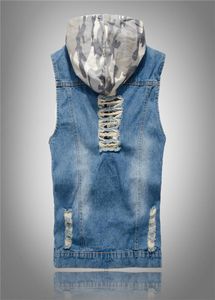 Hele 2021 Vest Jean Gescheurde Jas Denim Top Jeans Vest Mannelijke Cowboy Merk Mouwloze Jas Heren Tank Vest Capuchon mannen M9413070