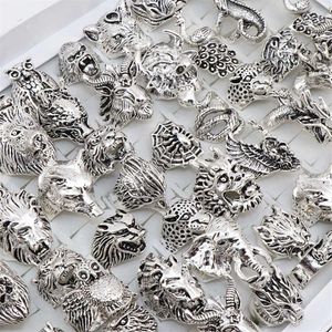 Les lots entiers de 20pcs mélangent la chouette de serpent dragon wolf éléphant tigre etc style animal antique riches vintage anciens pour hommes femmes 2106232161